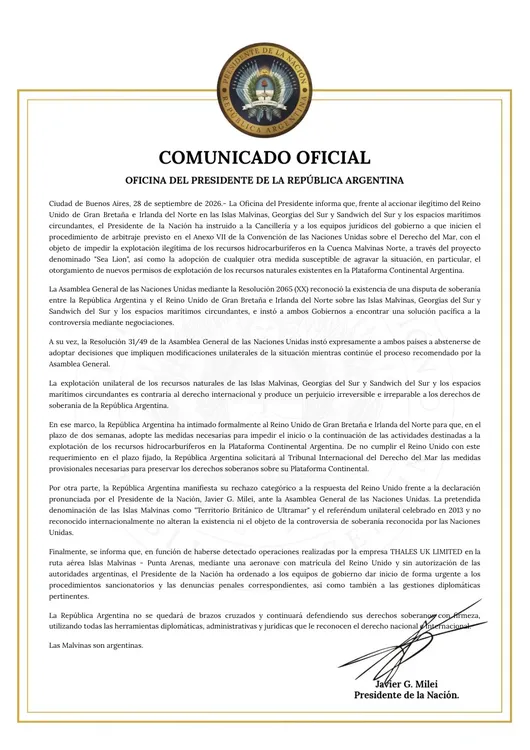 oficina del presidente malvinas